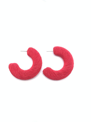 Corded Large Hoops - Red