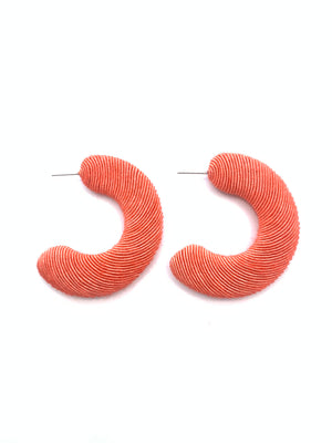 Corded Large Hoops - Coral