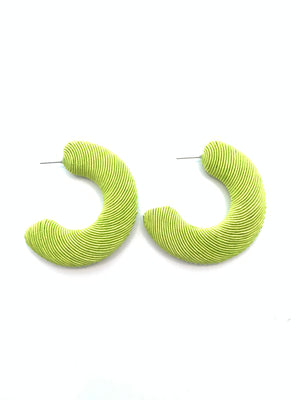 Corded Large Hoops - Lime