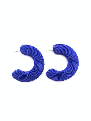 Corded Large Hoops - Royal Blue