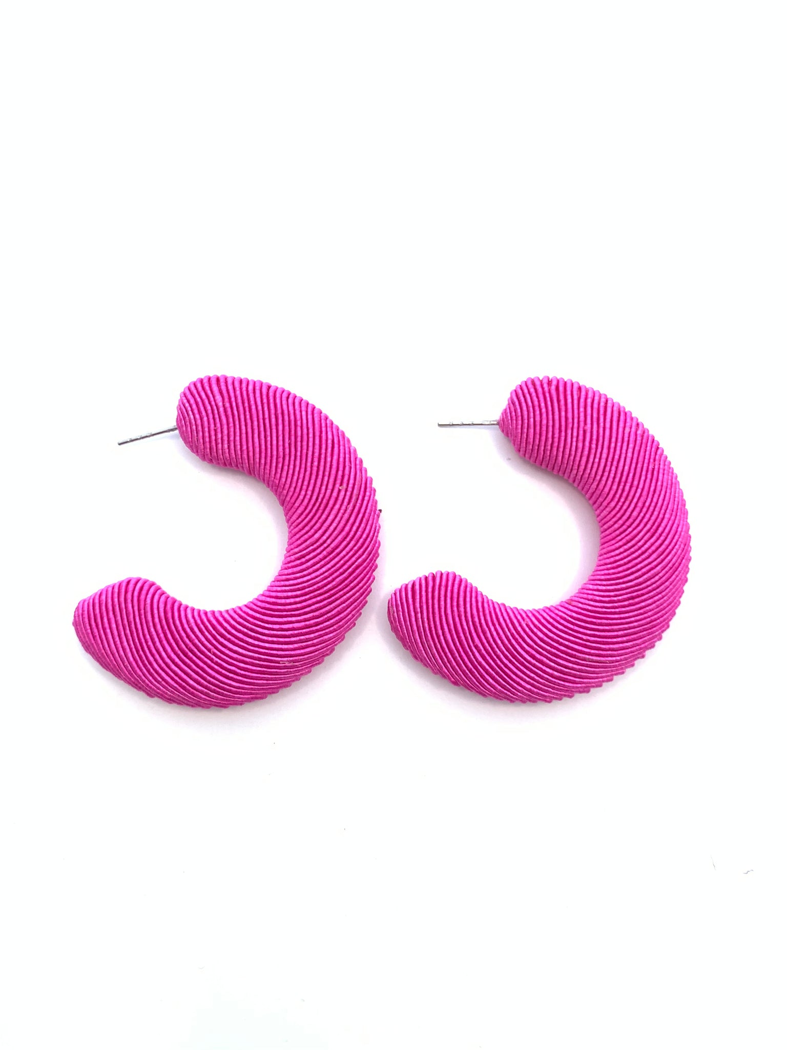 Corded Large Hoops - Hot Pink