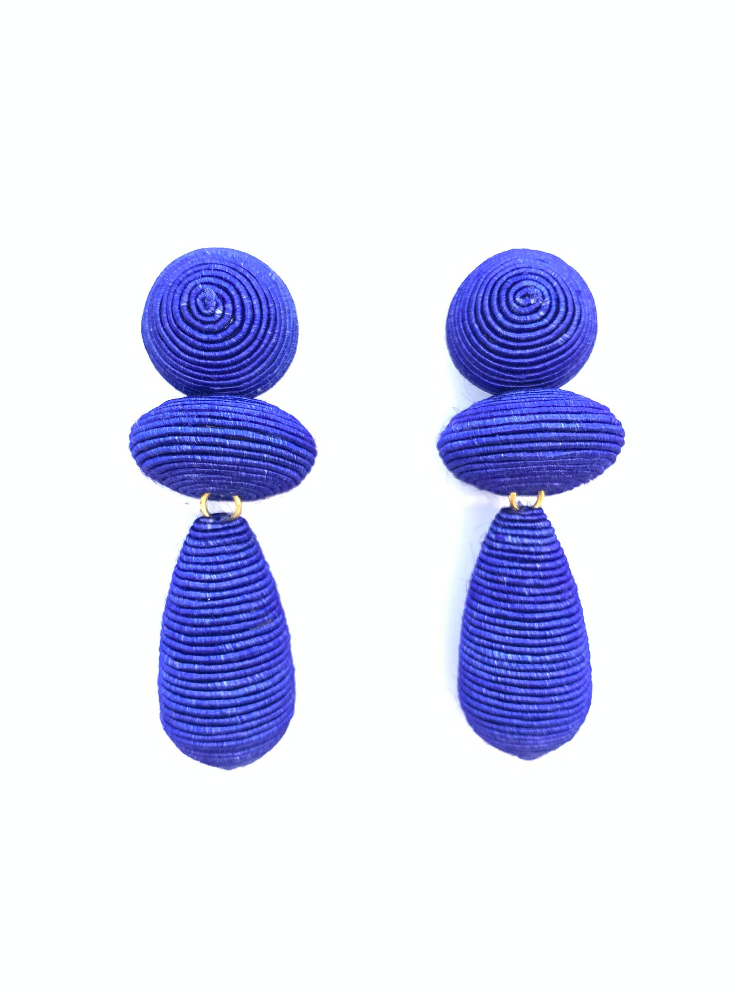 Corded Large Orbit Earrings - Royal Blue