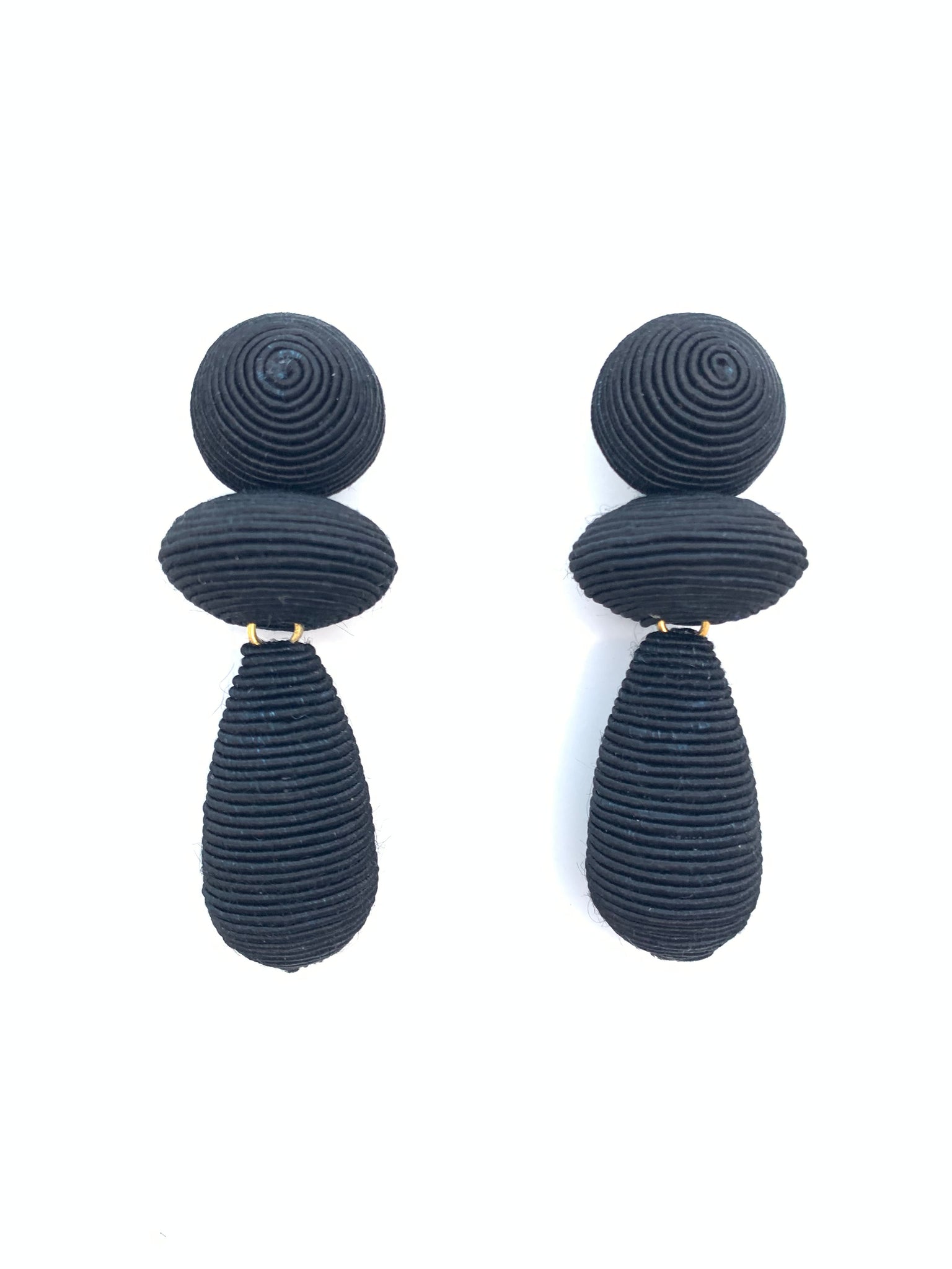 Corded Large Orbit Earrings - Black
