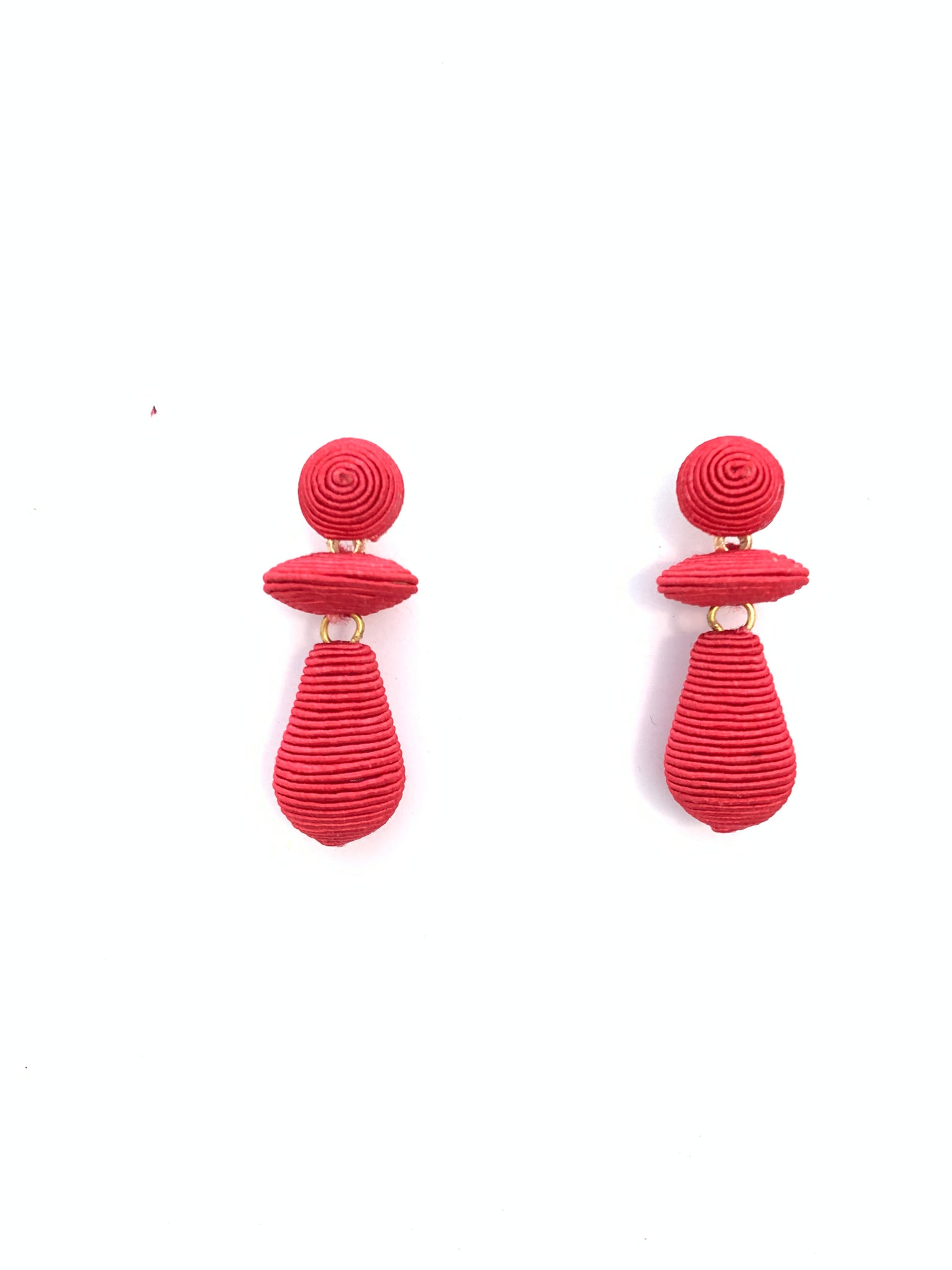 Corded Small Orbit Earrings - Red