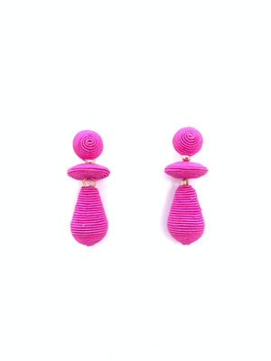 Corded Small Orbit Earrings - Hot Pink