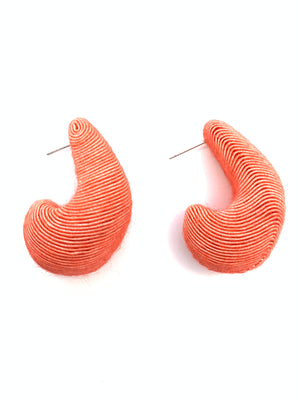 Cord Wrapped Teardrop Earring - Coral