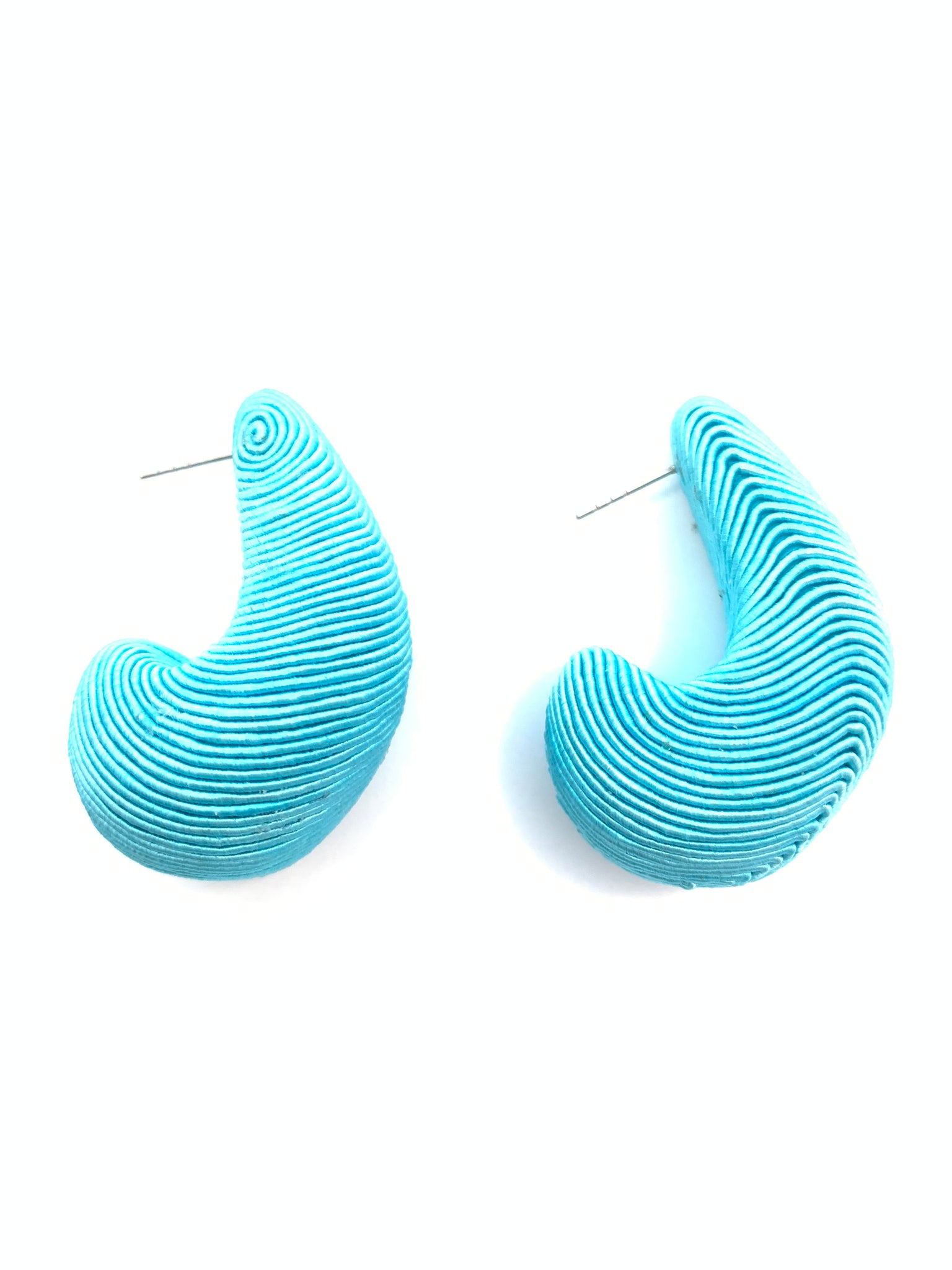 Cord Wrapped Teardrop Earring - Turquoise