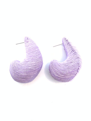 Cord Wrapped Teardrop Earring - Lilac