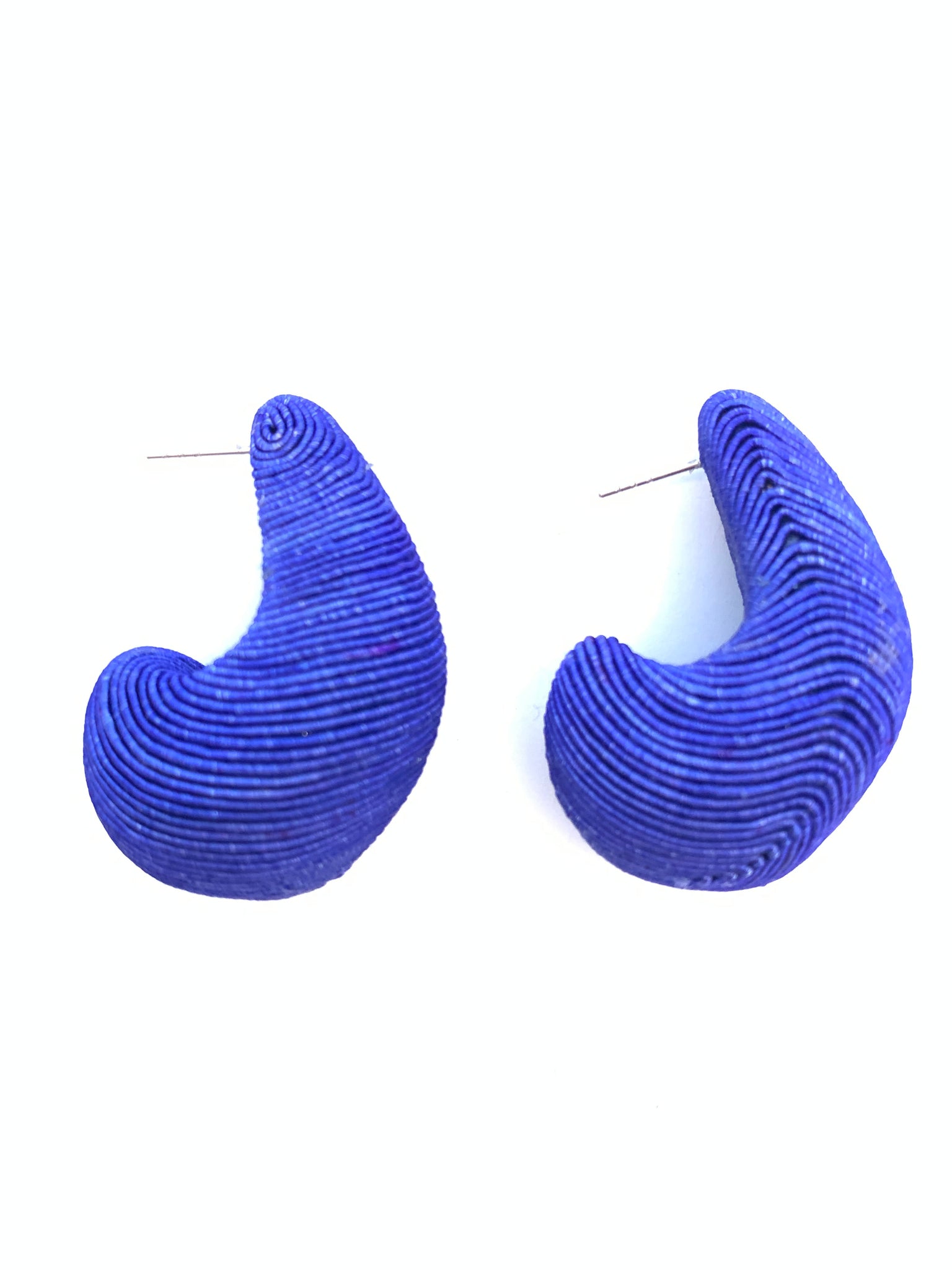 Cord Wrapped Teardrop Earring - Royal Blue