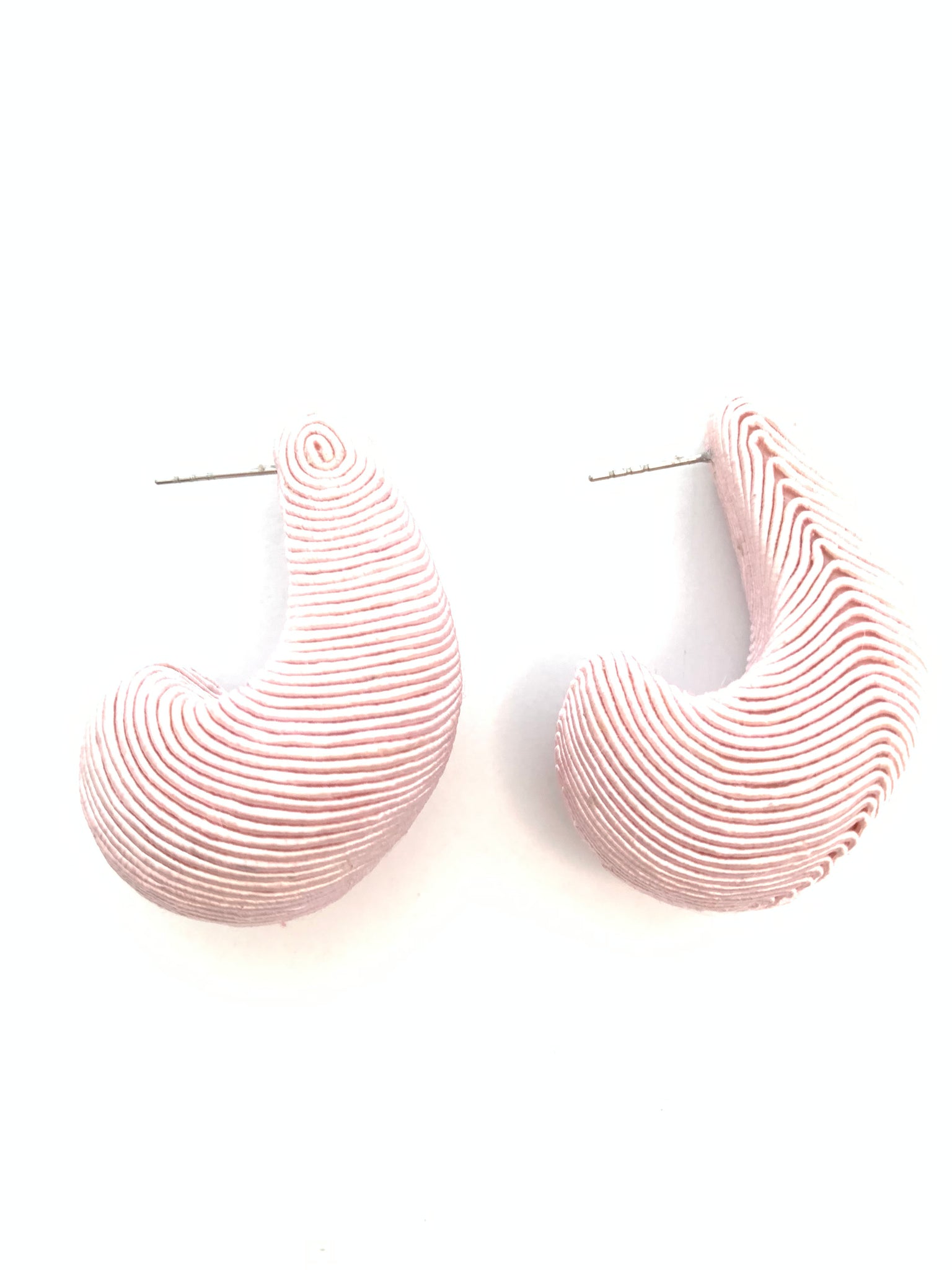 Cord Wrapped Teardrop Earring - Pale Pink