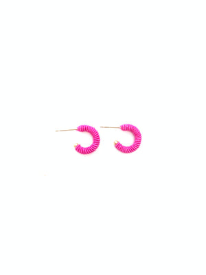 Corded Huggie Earring - Hot Pink