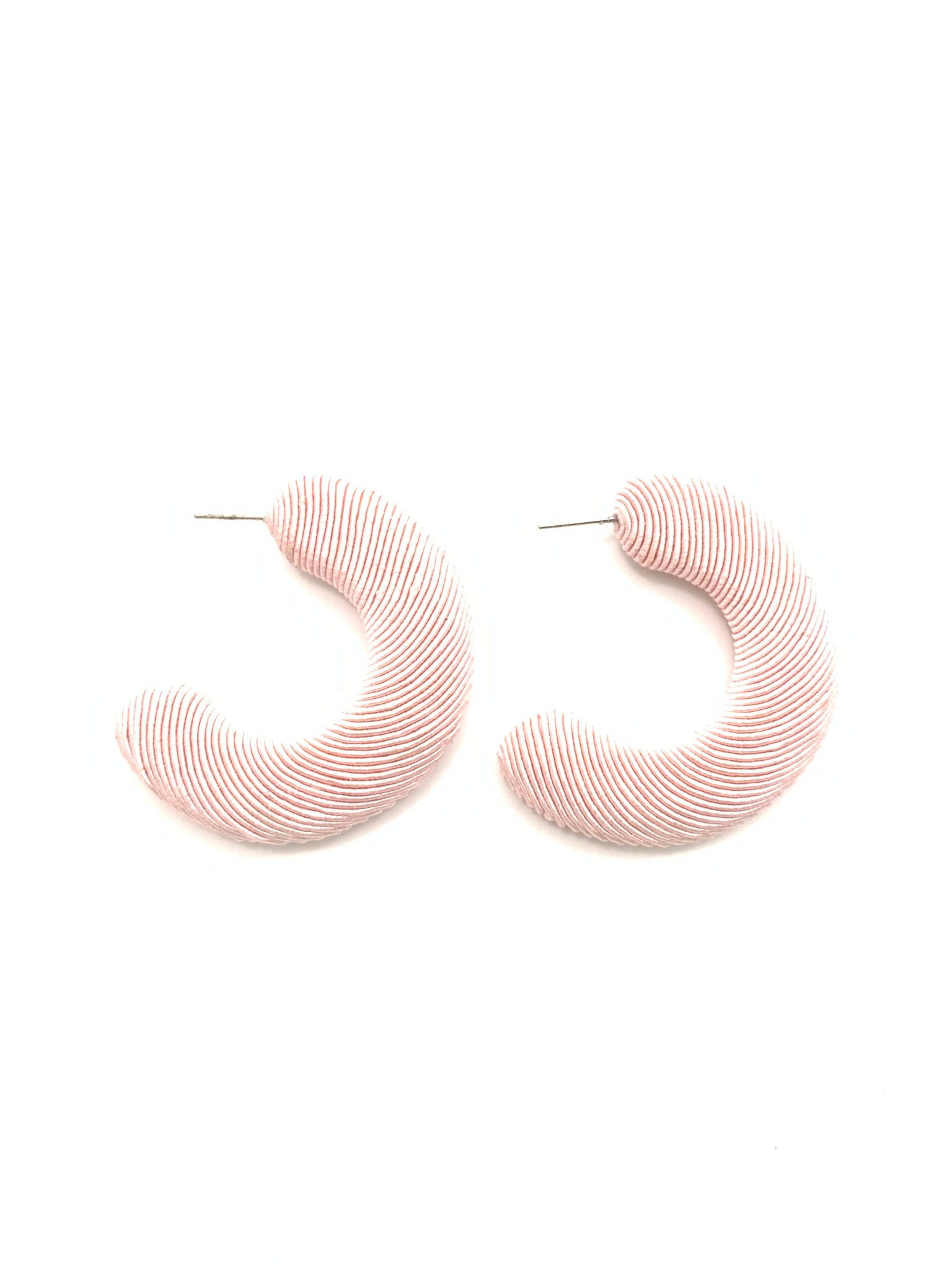 Corded Large Hoops - Pale Pink