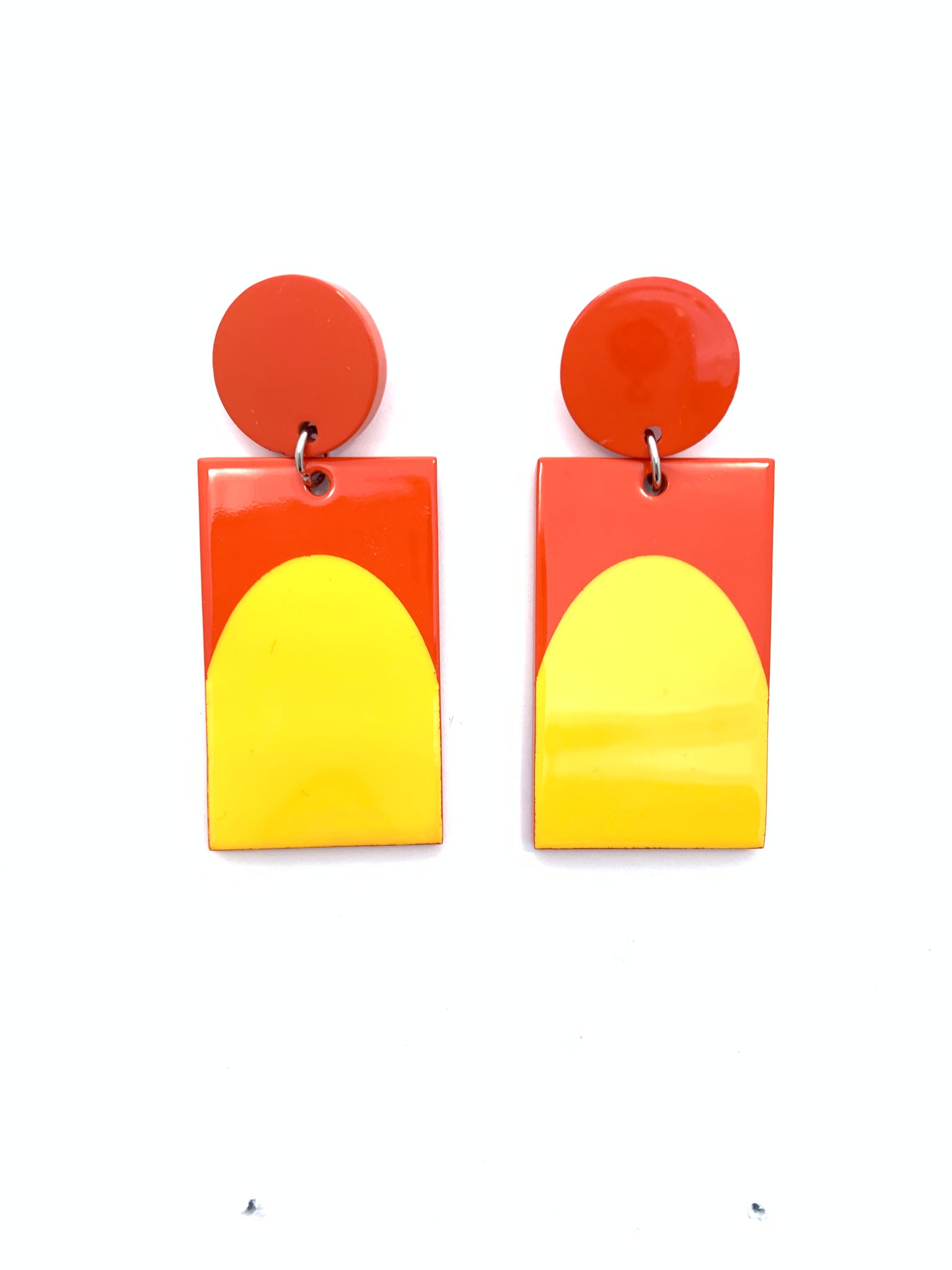 Arch Color Block Earring - Orange/Yellow