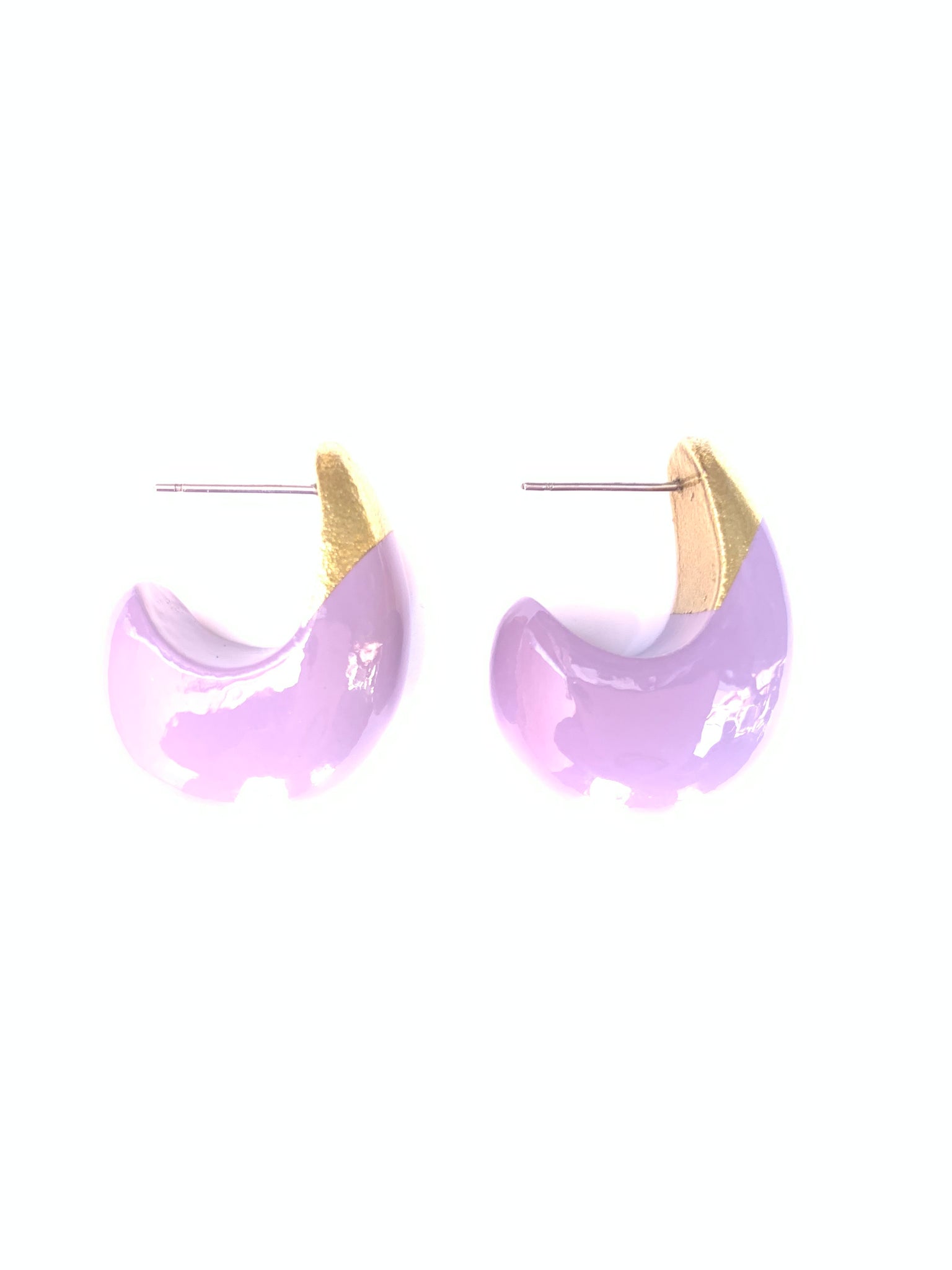Gold Tipped Teardrop Earrings - Lilac