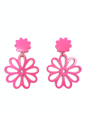 Dahlia Earrings in Hot Pink